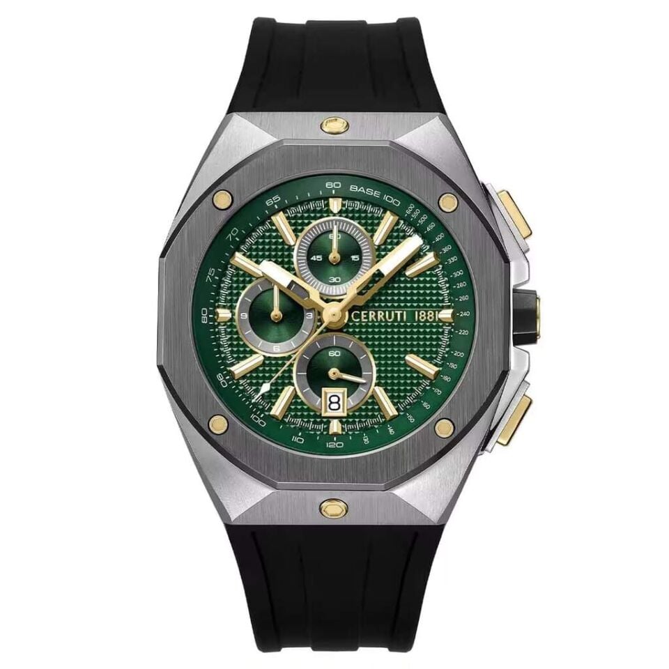 Cerruti 1881 CIWGO0073203 Quartz Silikon Siyah Yeşil Kadran 43X48 Mm Erkek Kol Saati