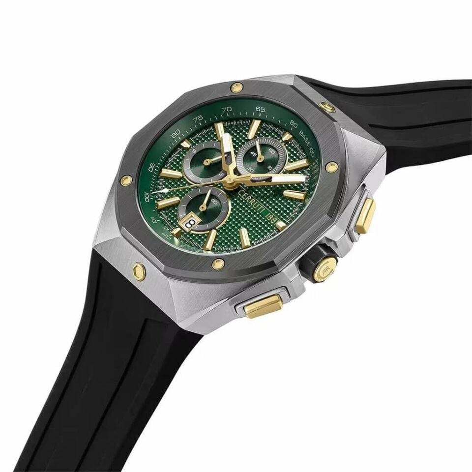 Cerruti 1881 Cıwgo0073203 Quartz Silikon Siyah Yeşil Kadran 43X48 Mm Erkek Kol Saati