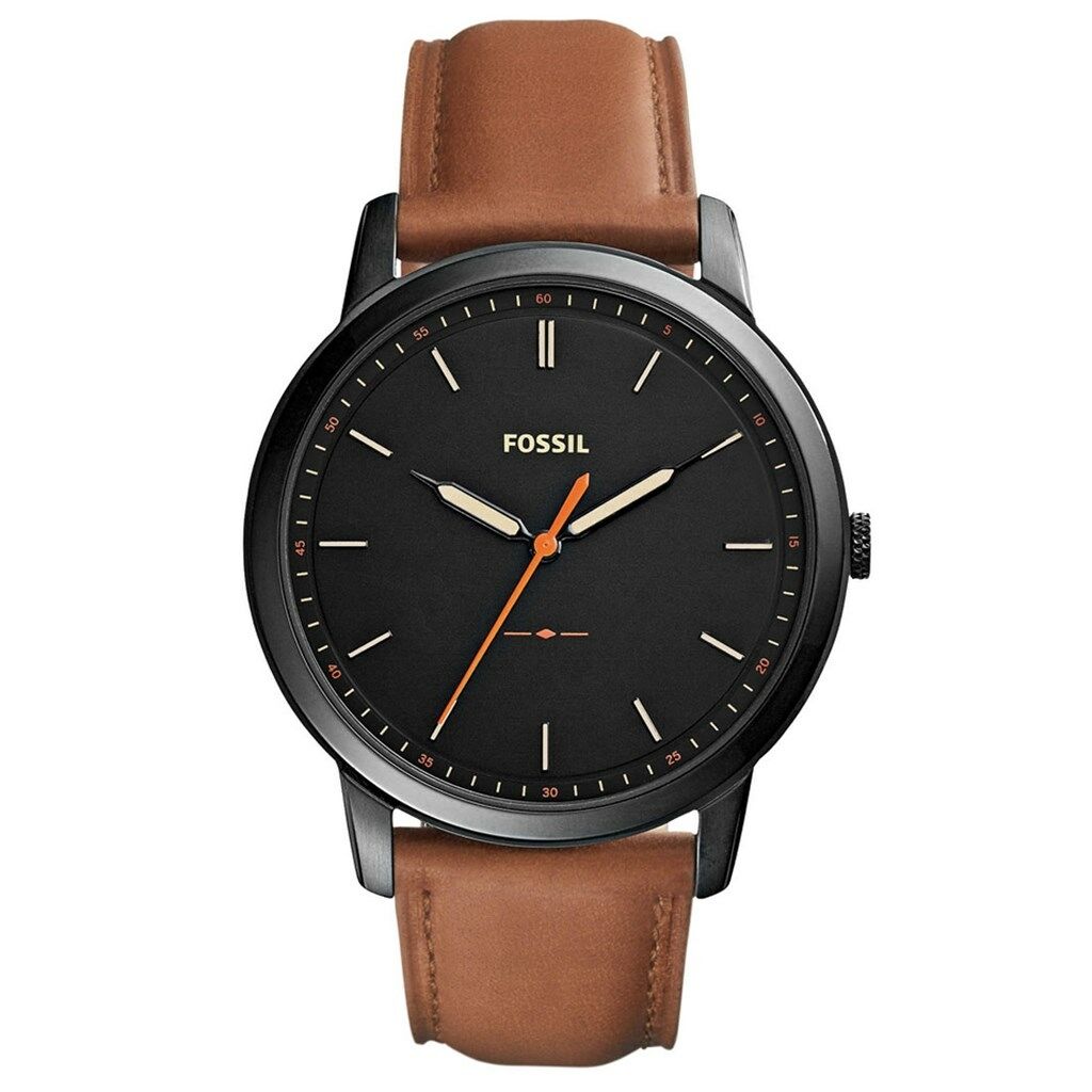 Fossil FFS5305 Quartz Deri Taba Siyah Kadran 44 Mm Erkek Kol Saati
