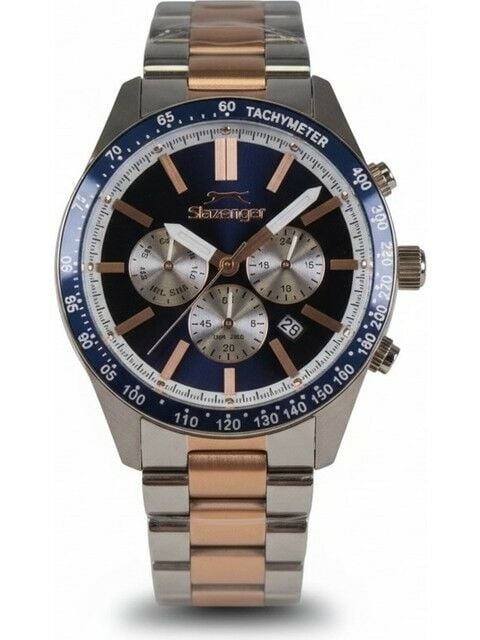Slazenger SL.09.2538.2.06 Quartz Çelik Gri-Rose Lacivert Kadran 42 Mm Erkek Kol Saati