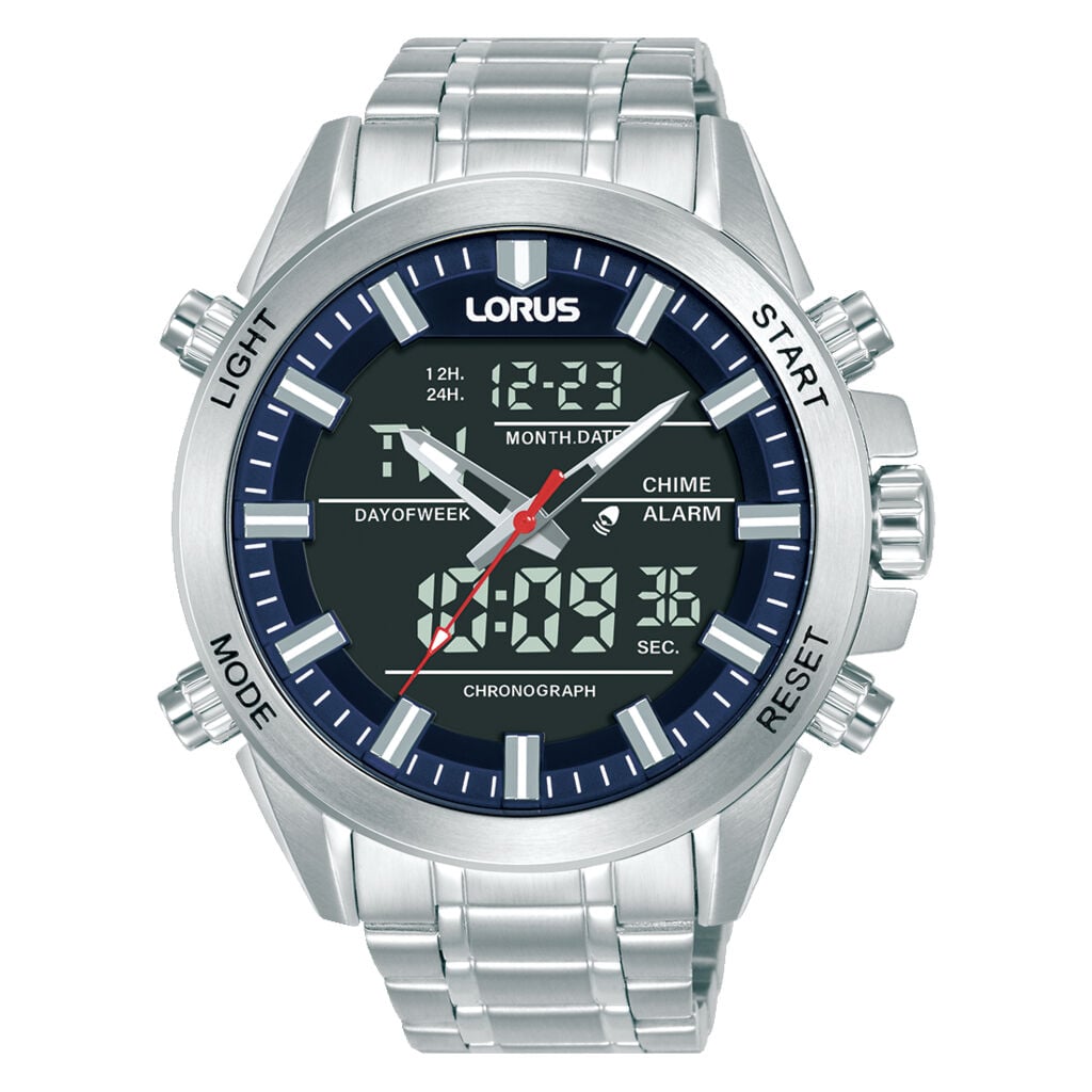 Lorus RW665AX9 Quartz Çelik Gri Siyah Kadran 10 Atm 45 Mm Erkek Kol Saati