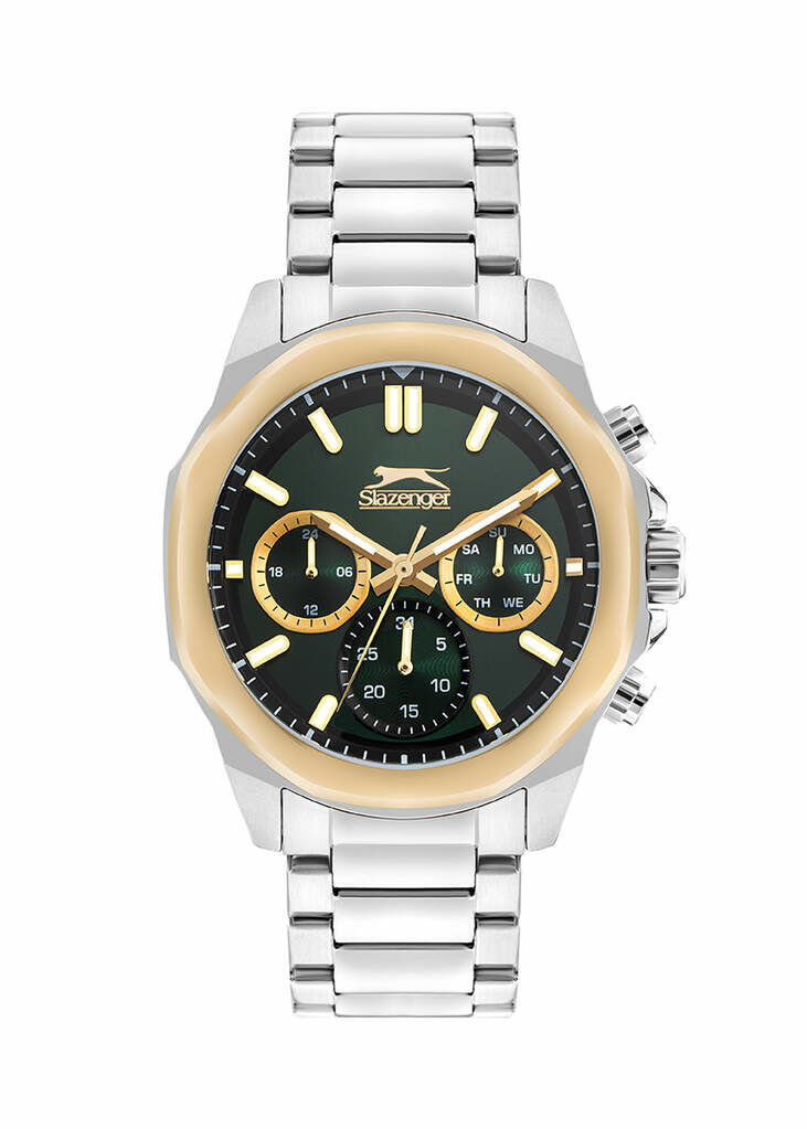 Slazenger SL.09.2388.2.02 Quartz Çelik Gri Yeşil Kadran 44 Mm Erkek Kol Saati