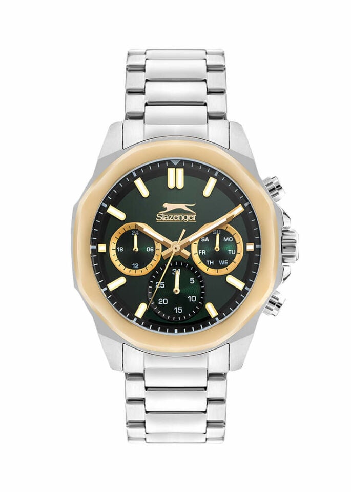 Slazenger SL.09.2388.2.02 Quartz Çelik Gri Yeşil Kadran 44 Mm Erkek Kol Saati