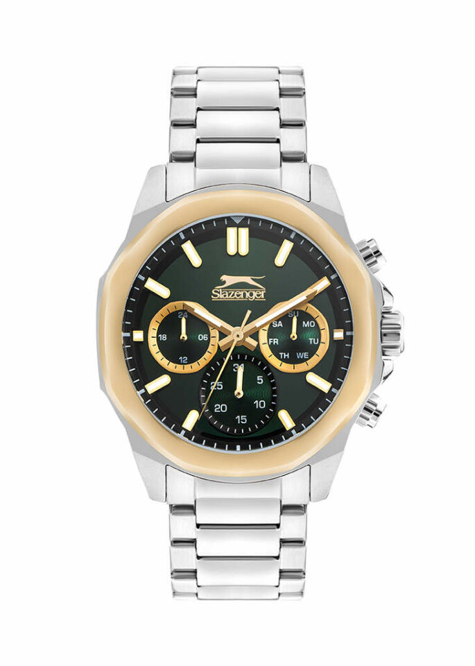Slazenger SL.09.2388.2.02 Quartz Çelik Gri Yeşil Kadran 44 Mm Erkek Kol Saati