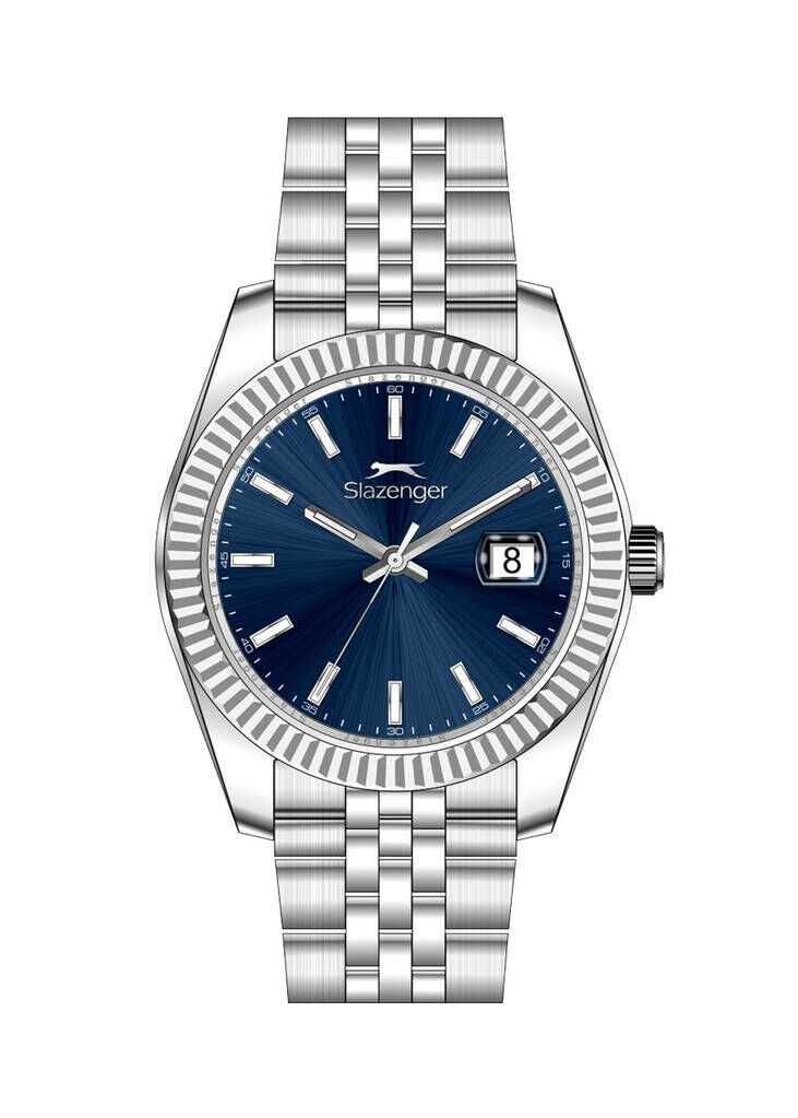 Slazenger SL.09.2509.1.03 Quartz Çelik Gri Mavi Kadran 42 Mm Erkek Kol Saati