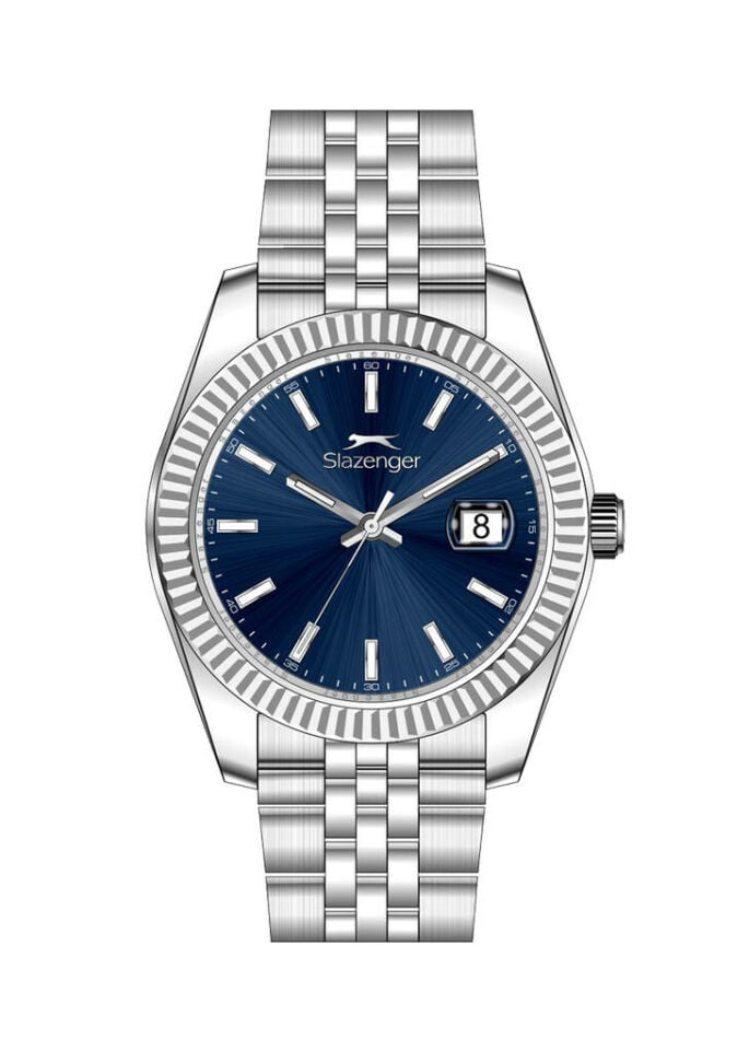 Slazenger SL.09.2509.1.03 Quartz Çelik Gri Mavi Kadran 42 Mm Erkek Kol Saati