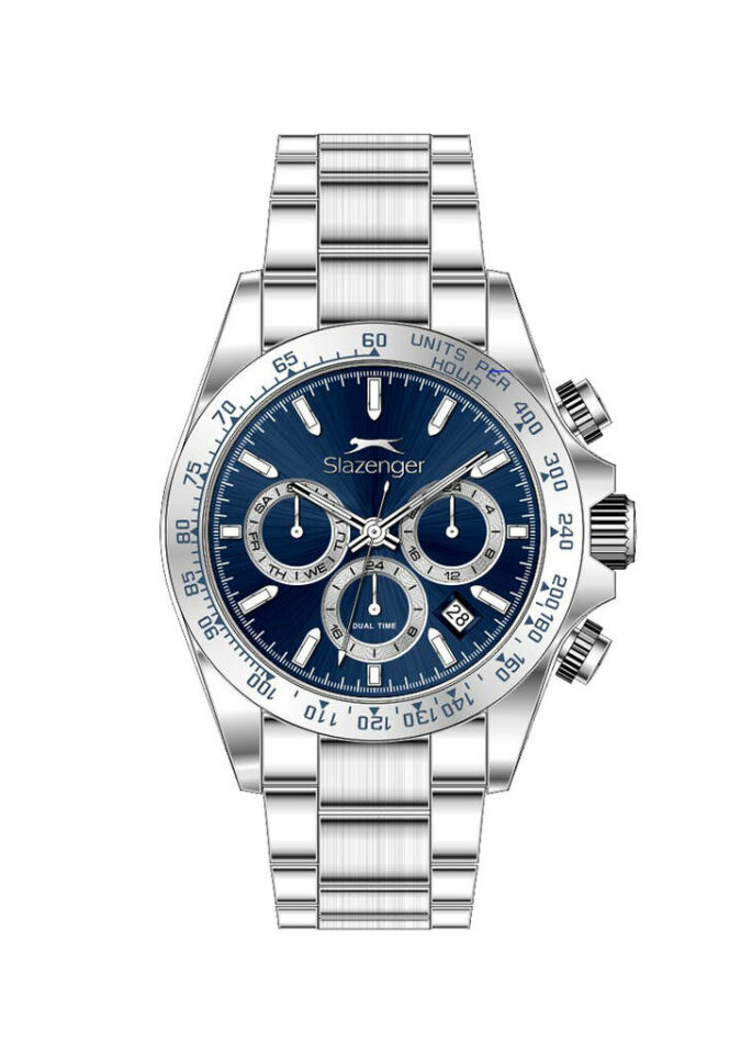 Slazenger SL.09.2512.2.03 Quartz Çelik Gri Mavi Kadran 40 Mm Erkek Kol Saati