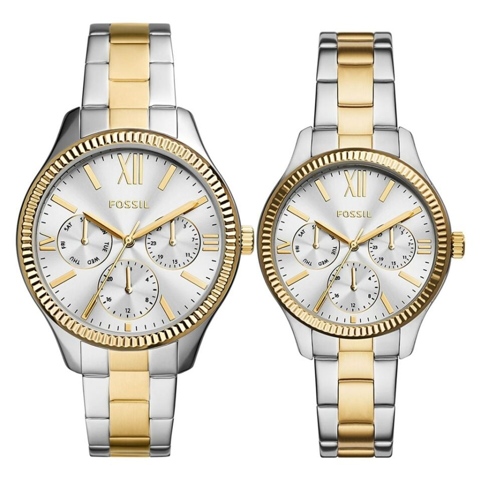 Fossil FBQ2737SET Quartz Çelik Altın/Gri 42 Mmx36 Mm Çift Saati