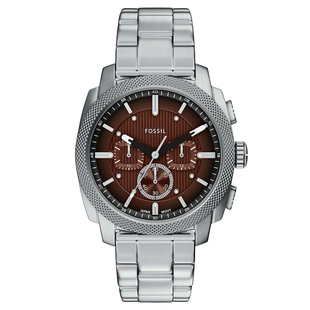 Fossil FFS6144 Quartz Çelik Gri Bordo Kadran 44 Mm Erkek Kol Saati
