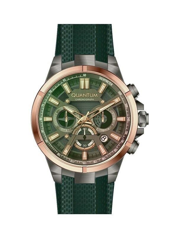 Quantum TTG1003.075 Quartz Yeşil Silikon Kronolu 47 Mm Erkek Kol Saati