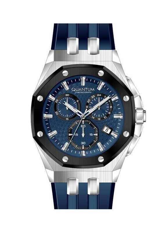 Quantum HNG949.389 Quartz Kronograflı Silikon Lacivert 45 Mm Erkek Kol Saati