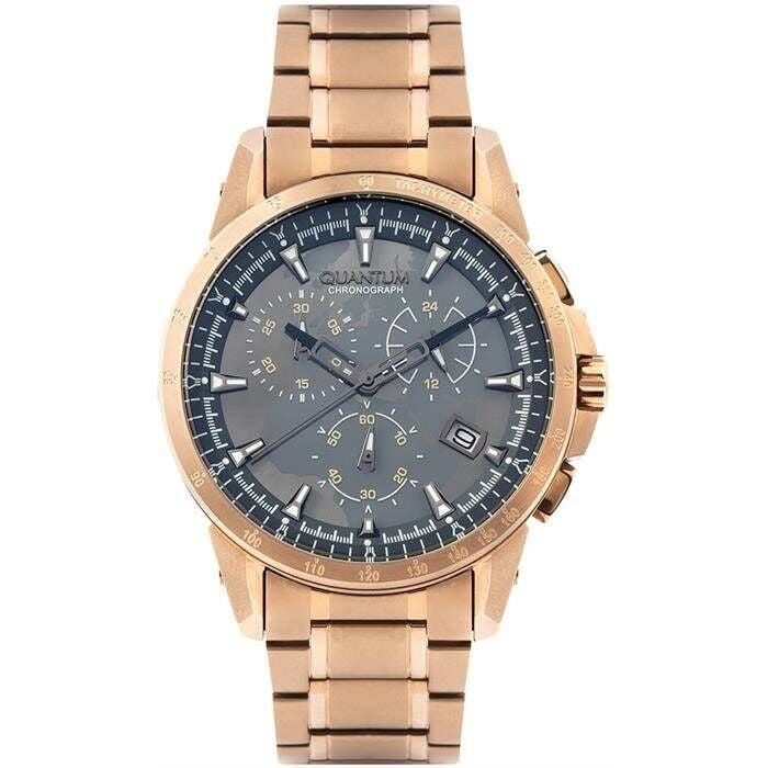 Quantum TTG859.460 Quartz Çelik Rose Gold Füme Kadran 45 Mm Erkek Kol Saati