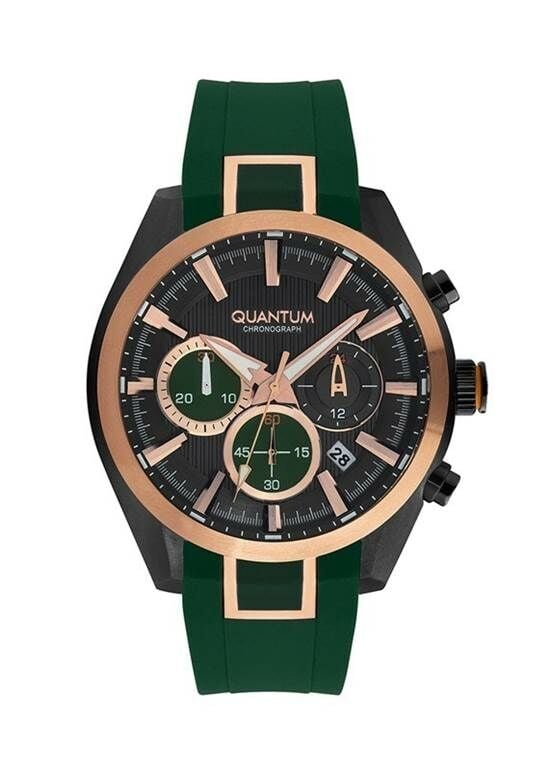 Quantum PWG910.055 Quartz Konograflı Silikon Yeşil 48 Mm Erkek Saat