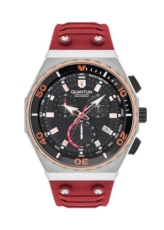 Quantum HNG1012.358 Quartz Kronograf Silikon Kırmızı 49 Mm Erkek Kol Saati