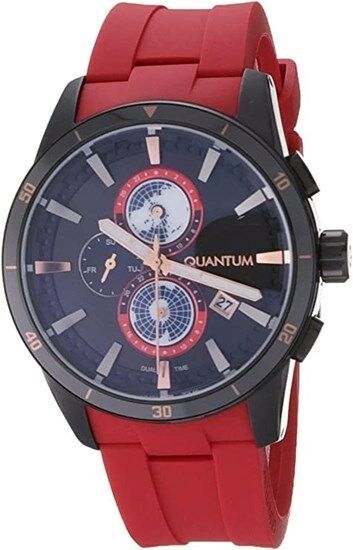 Quantum ADG991.668 Quartz Silikon Kırmızı 46 Mm Erkek Saat