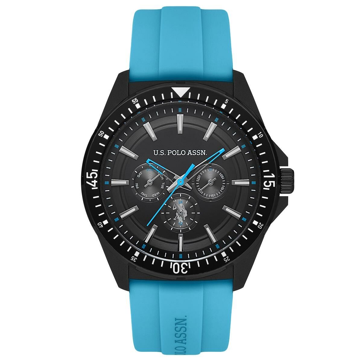 U.s. Polo Assn. USPA4000-04 Quartz Silikon Mavi Siyah Kadran 46 Mm Erkek Kol Saati