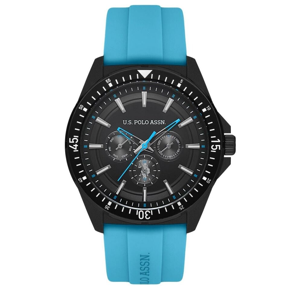 U.s. Polo Assn. USPA4000-04 Quartz Silikon Mavi Siyah Kadran 46 Mm Erkek Kol Saati