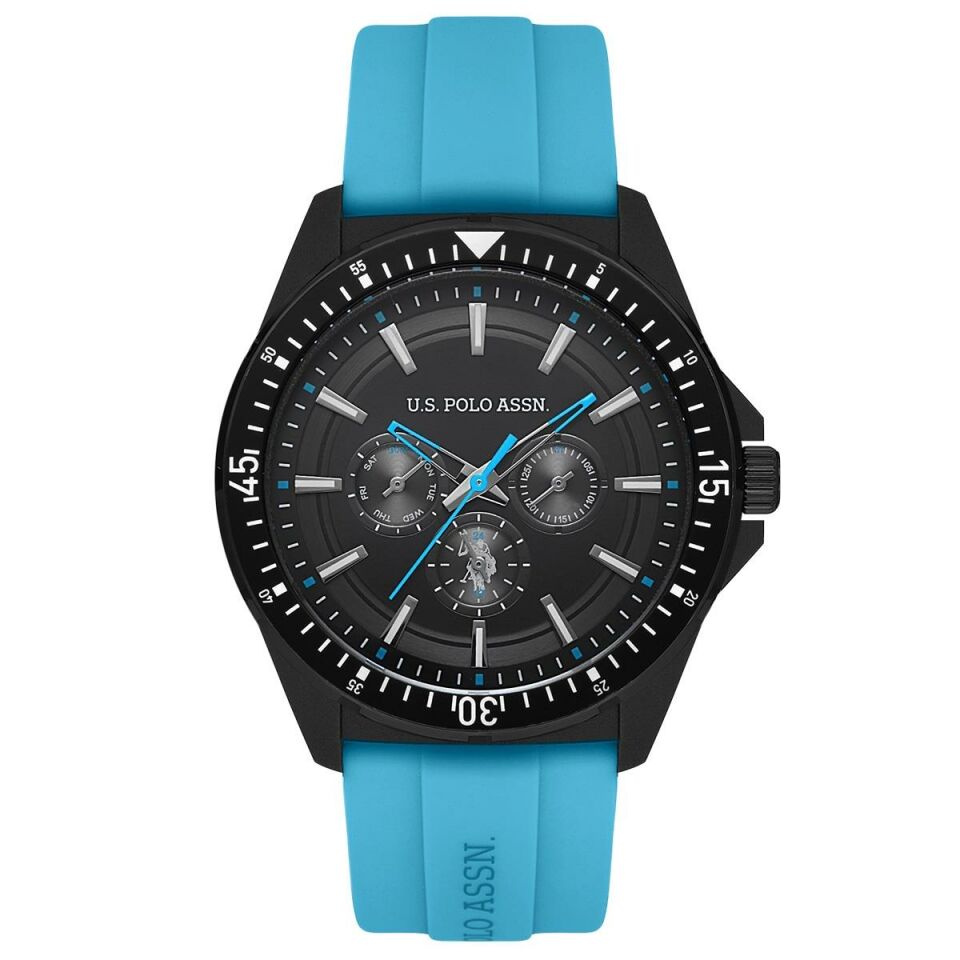 U.s. Polo Assn. USPA4000-04 Quartz Silikon Mavi Siyah Kadran 46 Mm Erkek Kol Saati