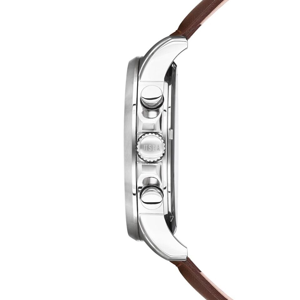U.s. Polo Assn. USPA1016-02 Quartz Deri Kahverengi Lacivert Kadran 44 Mm Erkek Kol Saati