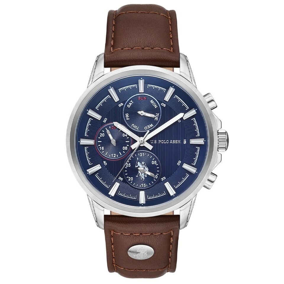 U.s. Polo Assn. USPA1016-02 Quartz Deri Kahverengi Lacivert Kadran 44 Mm Erkek Kol Saati