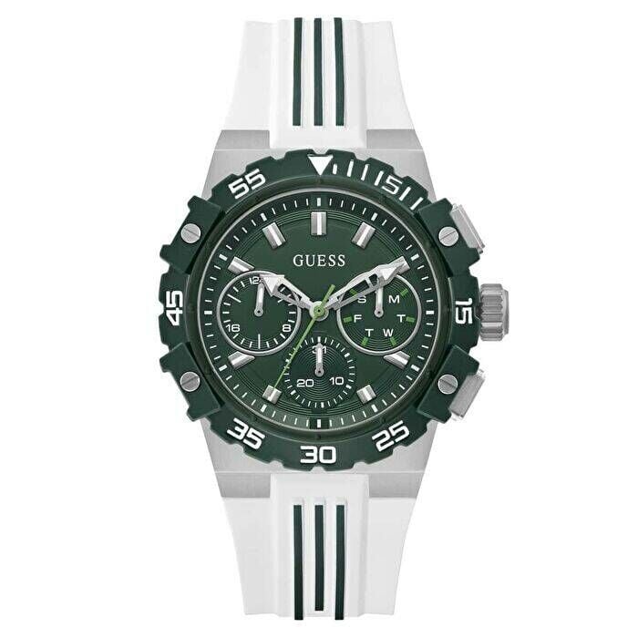 Guess GUGW1059G1 Quartz Silikon Beyaz Yeşil Kadran 43 Mm Erkek Kol Saati Erkek Kol Saati