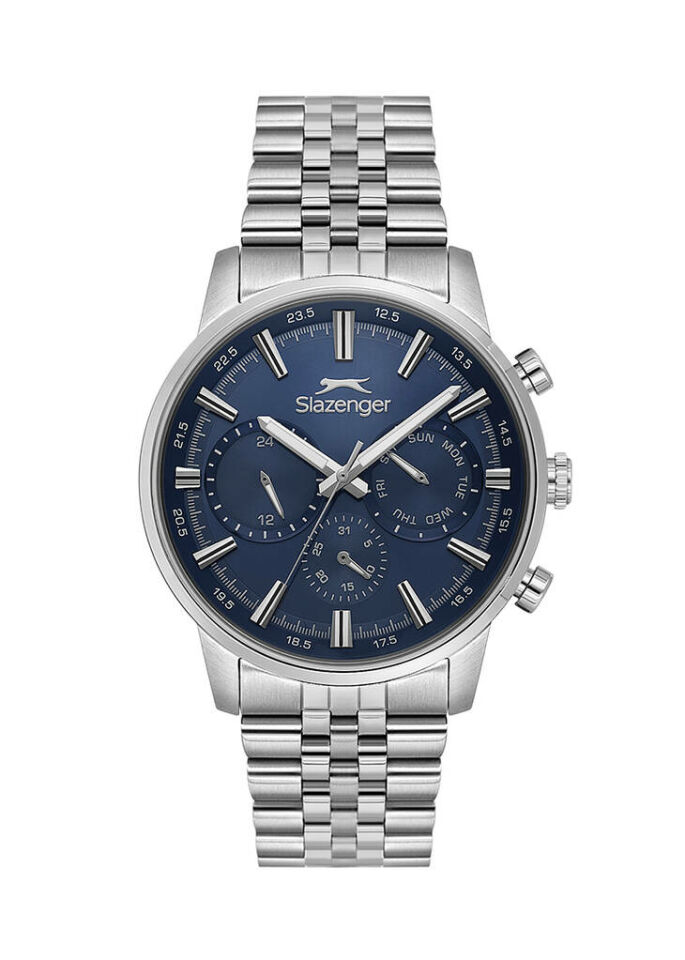 Slazenger SL.09.2453.2.03 Quartz Çelik Gri Lacivert Kadran 10 Atm 46 Mm Erkek Kol Saati