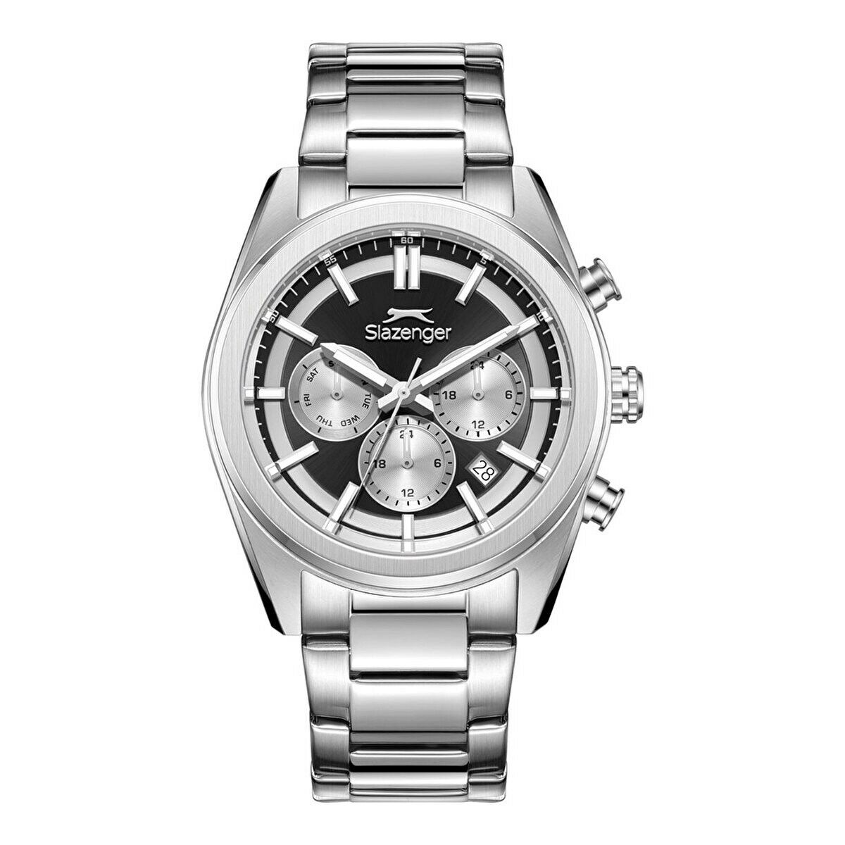 Slazenger SL.09.2554.2.01 Quartz Çelik Gri Siyah Kadran 42 Mm Erkek Kol Saati