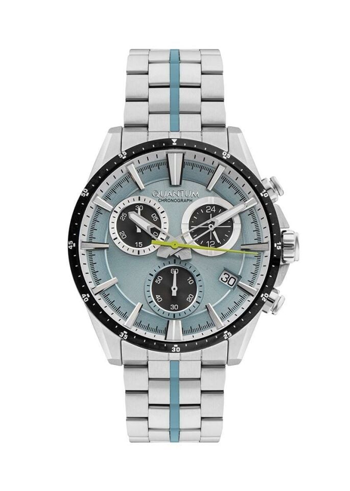 Quantum PWG1108.300 Quartz Kronograflı Çelik Gri Açık Mavi Kadran 46 Mm Erkek Kol Saati