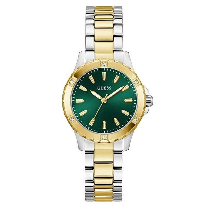 Guess GUGW0948L8 Quartz Çelik Gri Altın Rengi Yeşil 32 Mm Kadın Kol Saati