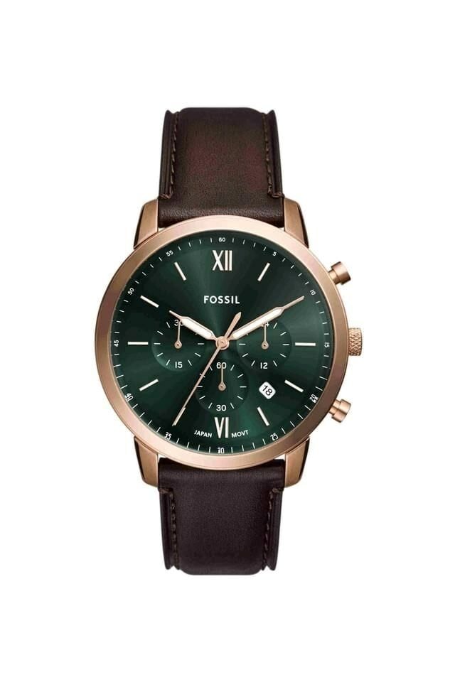 Fossil FFS6073 Quartz Deri Kahverengi Yeşil Kadran 44 Mm Erkek Kol Saati