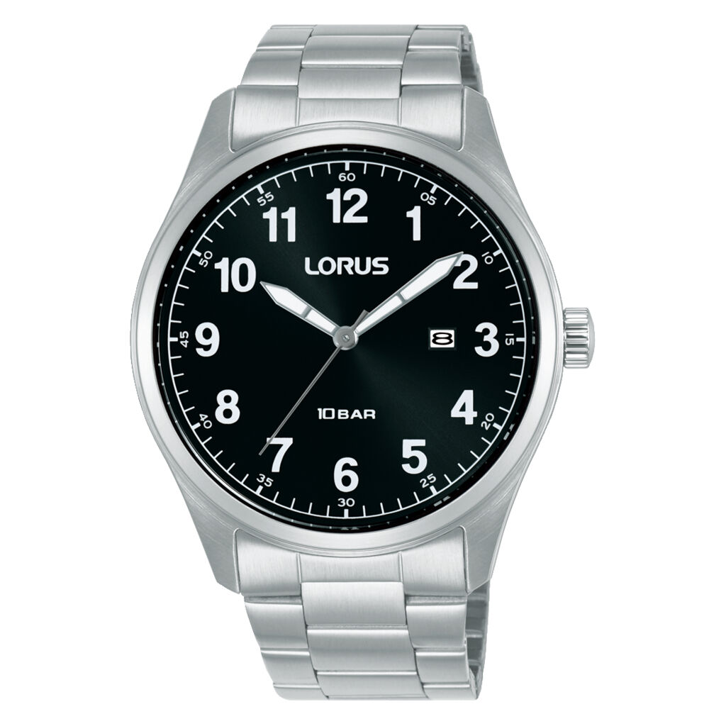 Lorus RH971SX9 Quartz Çelik Gri Siyah Kadran 10 Atm 42 Mm Erkek Kol Saati