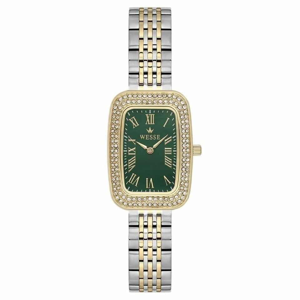Wesse WWL113805 Quartz Çelik Altın/Gri Yeşil Kadran Kadın Kol Saati
