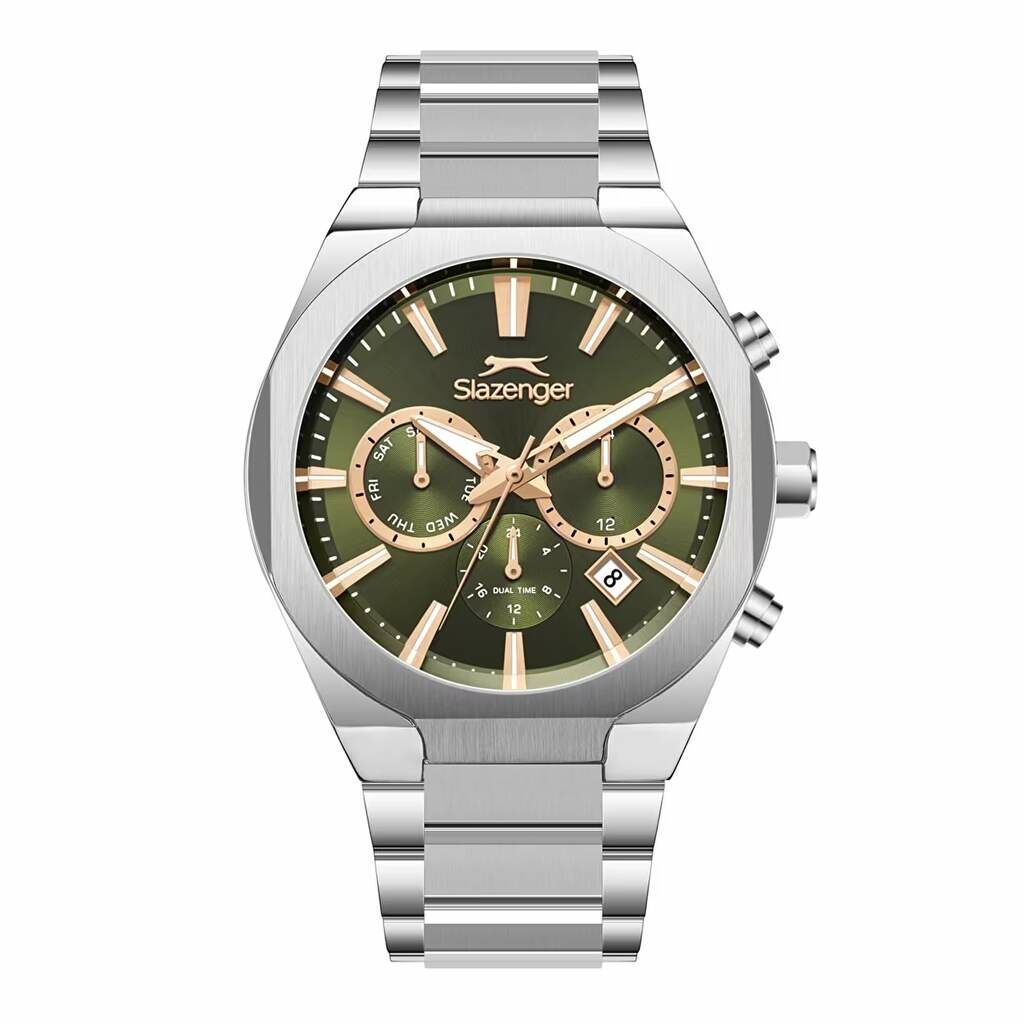Slazenger SL.09.2540.2.06 Quartz Çelik Gri Yeşil Kadran 42 Mm Erkek Kol Saati