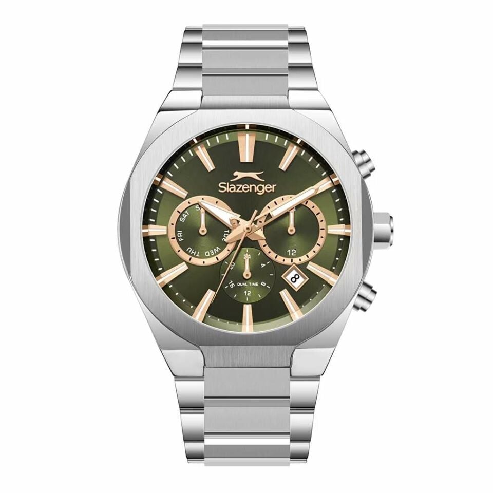 Slazenger SL.09.2540.2.06 Quartz Çelik Gri Yeşil Kadran 42 Mm Erkek Kol Saati
