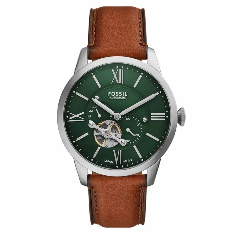 Fossil FME3265 Otomatik Deri Kahverengi Yeşil Kadran 44 Mm Erkek Kol Saati