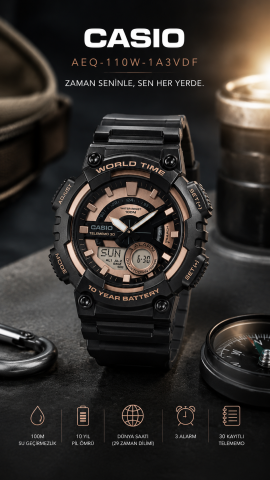 Casio Aeq-110W-1A3Vdf Digital Erkek Kol Saati