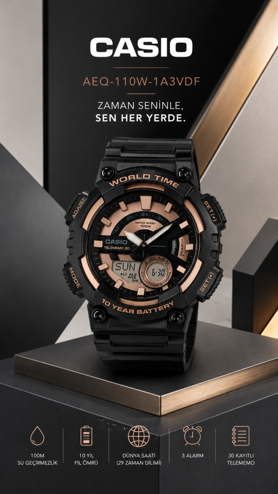 Casio Aeq-110W-1A3Vdf Digital Erkek Kol Saati