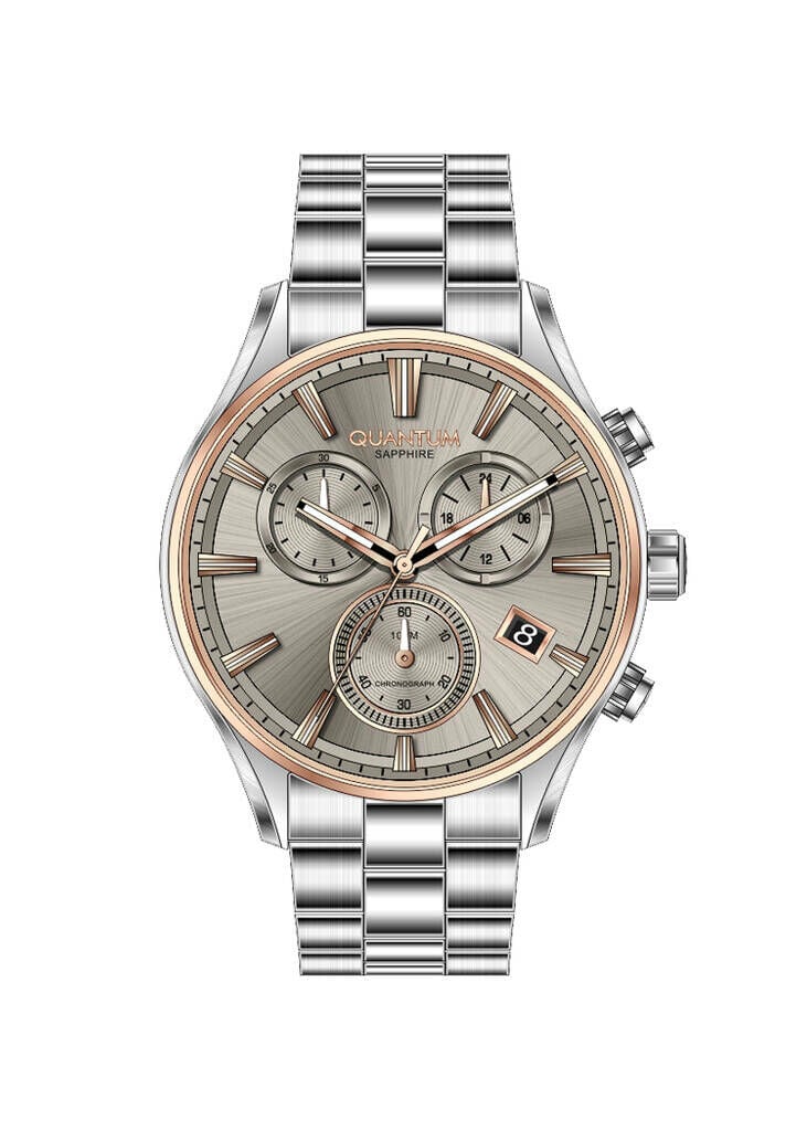 Quantum PWG1193.560 Quartz Çelik Gri Bej Kadran Safir Cam 10 Atm 44 Mm Erkek Kol Saati