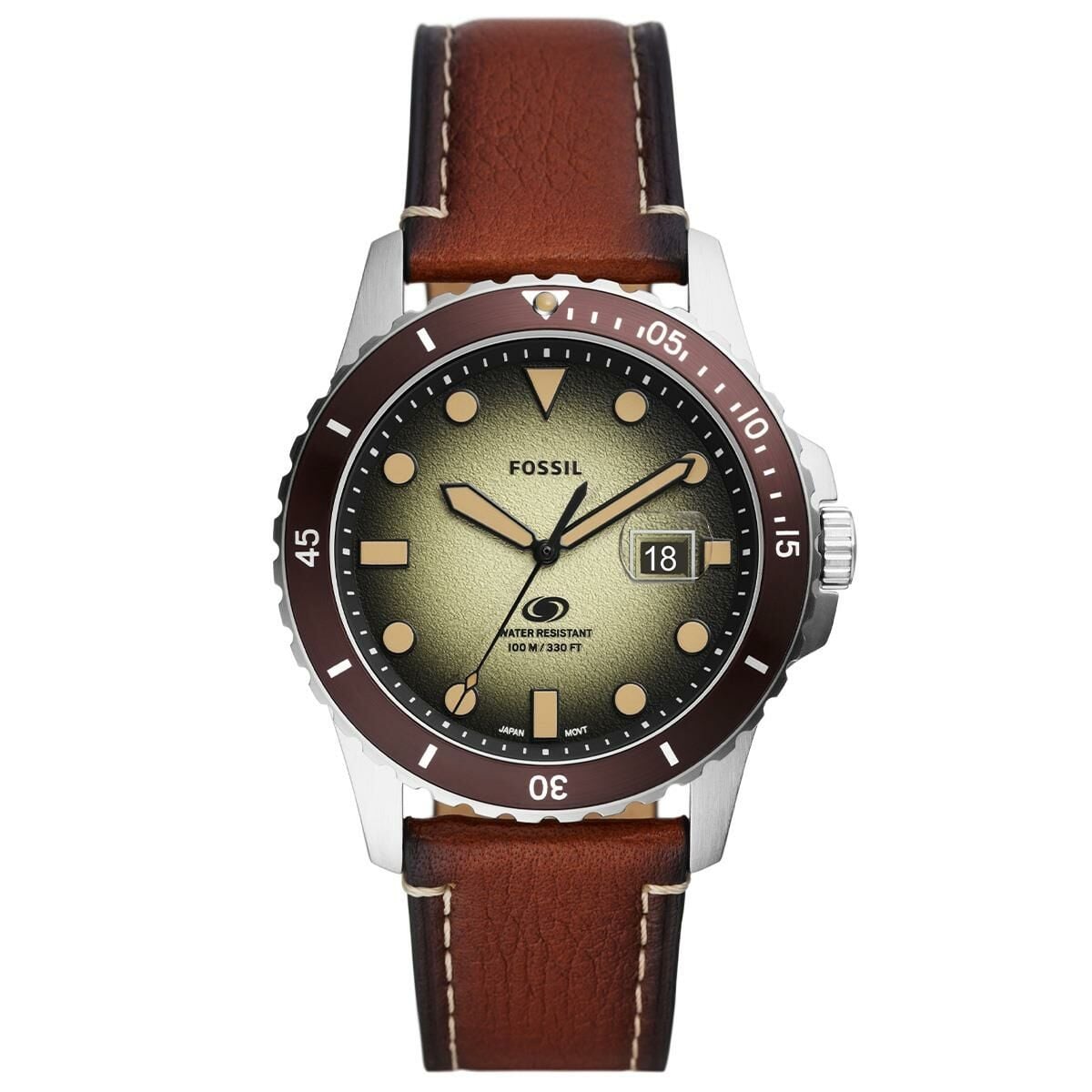 Fossil FFS5961 Quartz Deri Kahverengi Yeşil Kadran 10 Atm 42 Mm Erkek Kol Saati