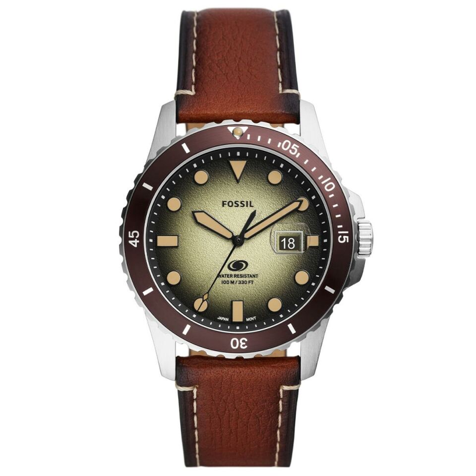 Fossil FFS5961 Quartz Deri Kahverengi Yeşil Kadran 10 Atm 42 Mm Erkek Kol Saati