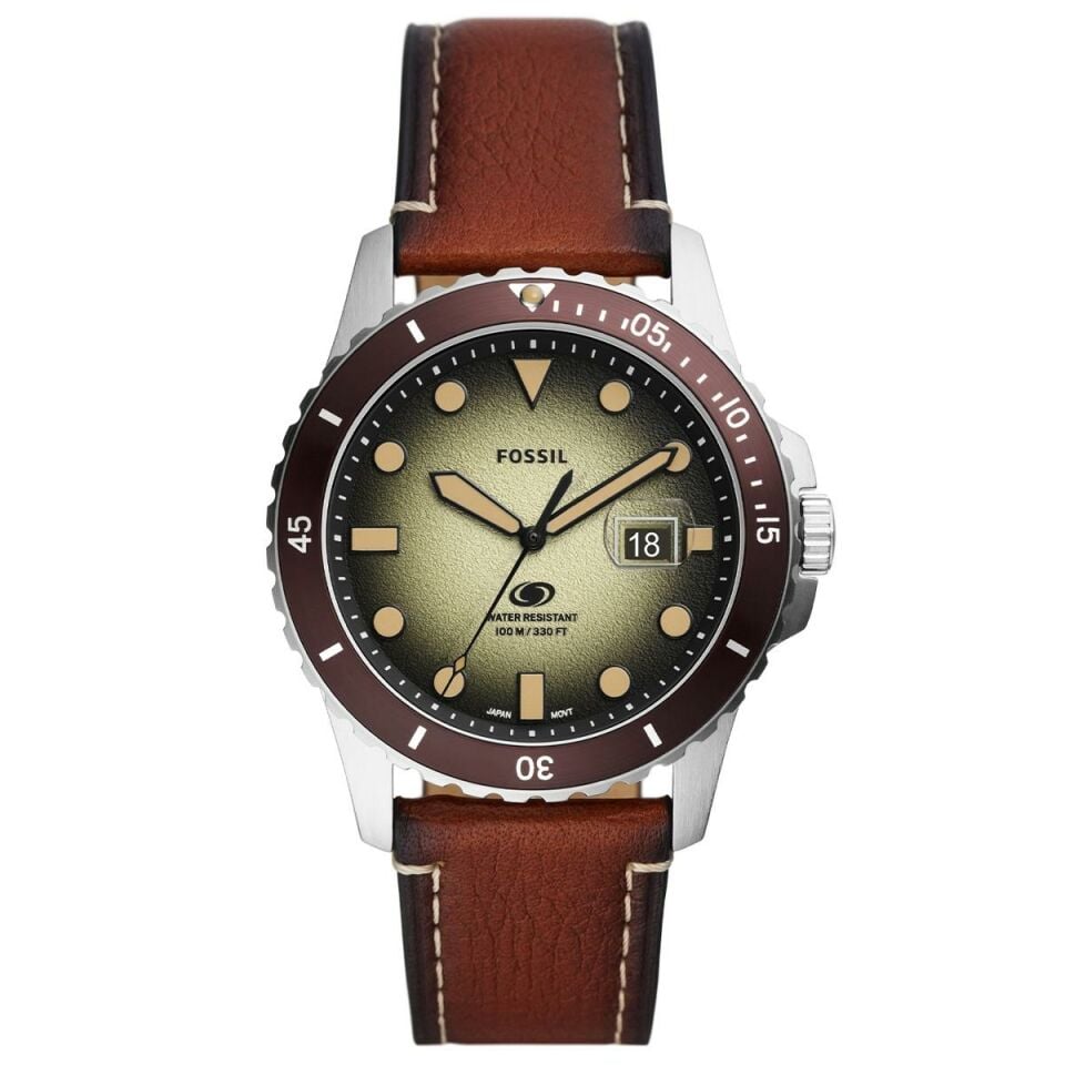 Fossil FFS5961 Quartz Deri Kahverengi Yeşil Kadran 10 Atm 42 Mm Erkek Kol Saati