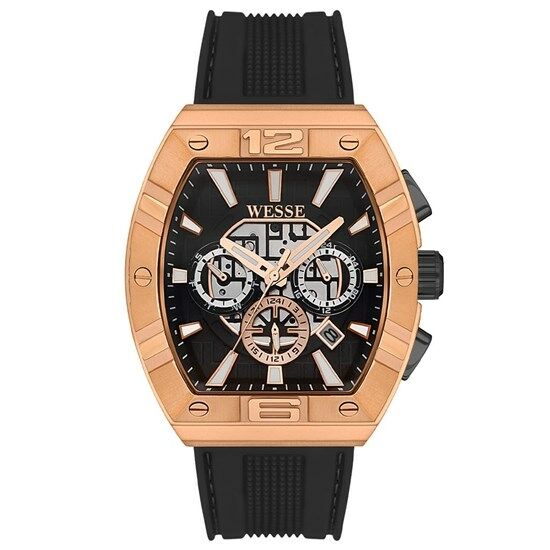 Wesse WWG402203 Quartz Silikon Siyah Rose Kasa 41 Mm Erkek Kol Saati