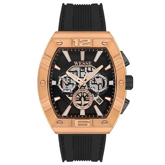 Wesse WWG402203 Quartz Silikon Siyah Rose Kasa 41 Mm Erkek Kol Saati