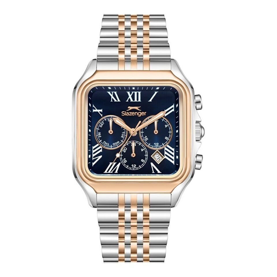 Slazenger SL.09.2547.2.03 Quartz Çelik Gri Rosegold Lacivert Kadran 40 Mm Erkek Kol Saat