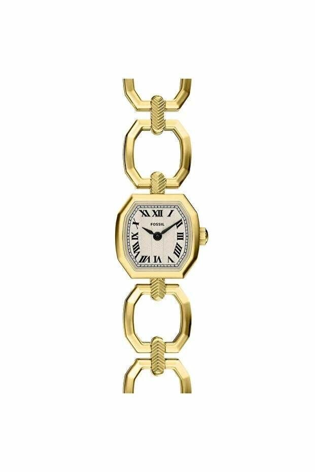 Fossil FES5483 Quartz Çelik Altın Rengi Krem Kadran 20 Mm Kadın Kol Saati