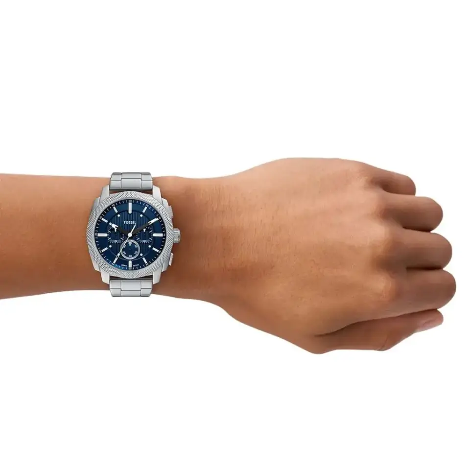 Fossil FFS6096 Quartz Çelik Gri Mavi Kadran 44 Mm Erkek Kol Saati