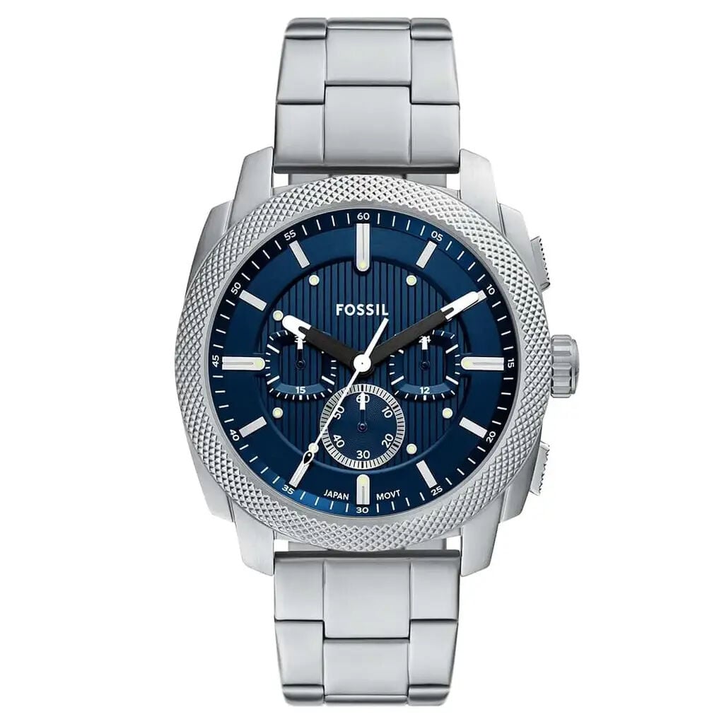 Fossil FFS6096 Quartz Çelik Gri Mavi Kadran 44 Mm Erkek Kol Saati
