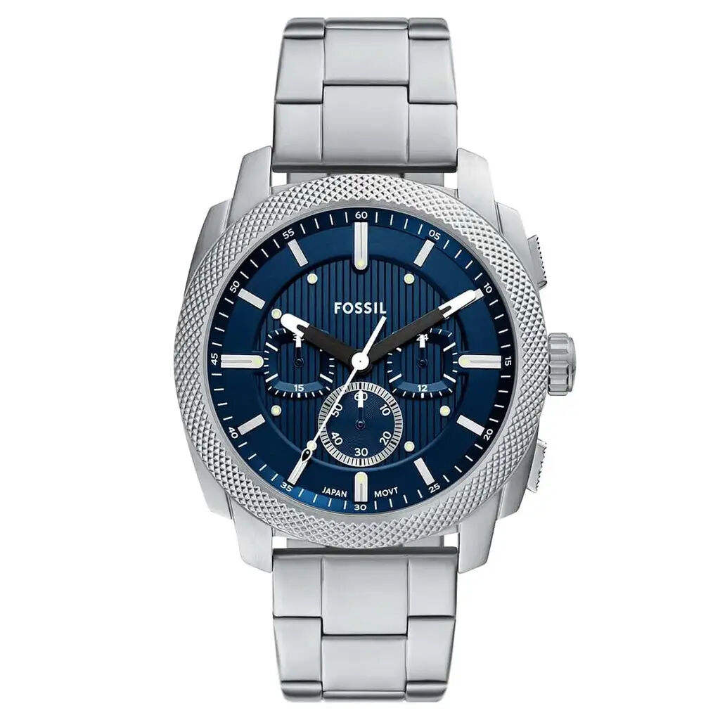 Fossil FFS6096 Quartz Çelik Gri Mavi Kadran 44 Mm Erkek Kol Saati