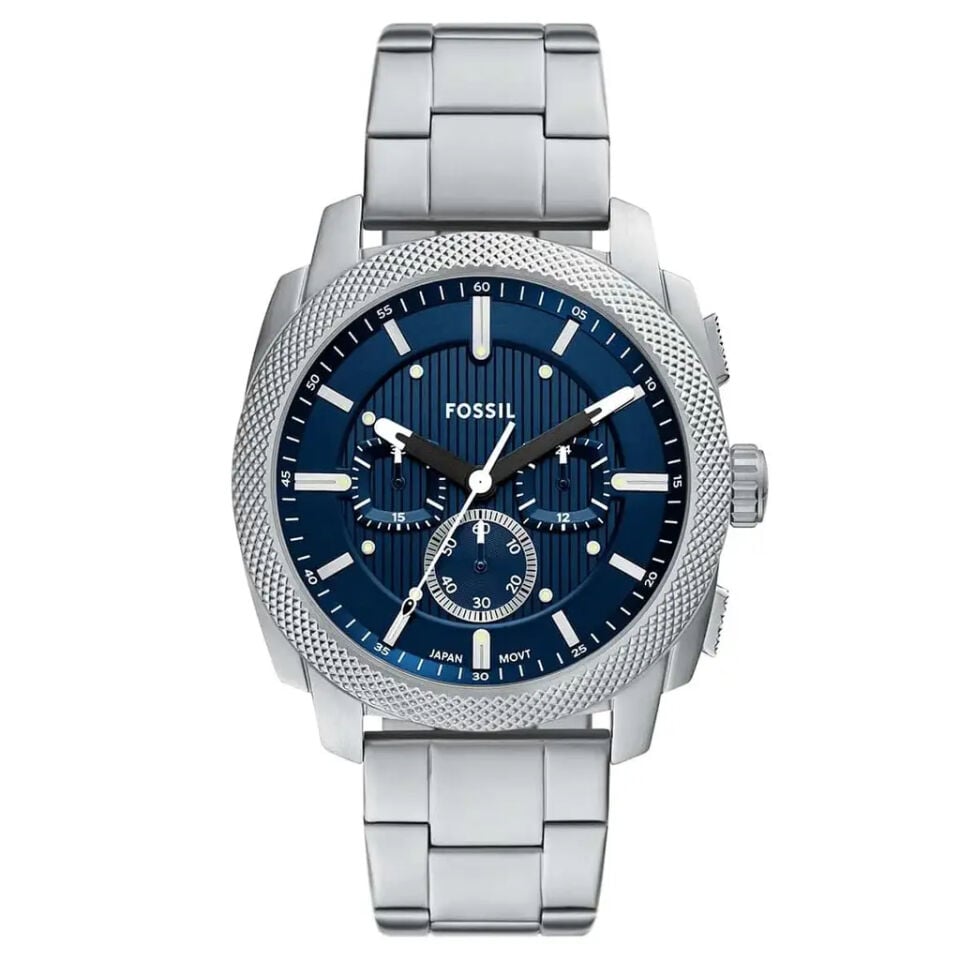 Fossil FFS6096 Quartz Çelik Gri Mavi Kadran 44 Mm Erkek Kol Saati