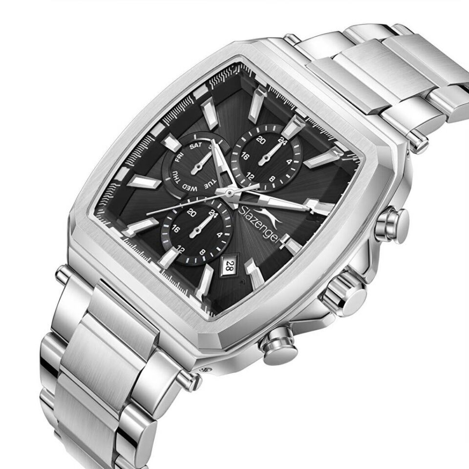 Slazenger SL.09.2650.2.350 Quartz Çelik Gri Siyah Kadran 10 Atm 42 Mm Erkek Kol Saati